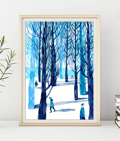 Lámina "Bosque Azul" Anita Trenzamundos venta de ilustraciones originales, hecho con amor.