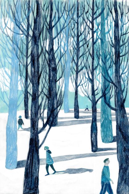 Lámina "Bosque Azul" Anita Trenzamundos venta de ilustraciones originales, hecho con amor.