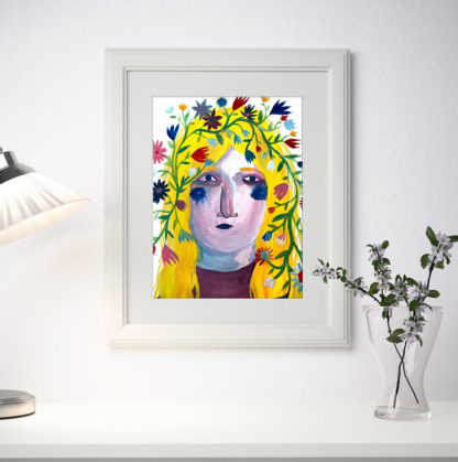 Lámina "Mujer primavera" Anita Trenzamundos venta de ilustraciones originales, hecho con amor.