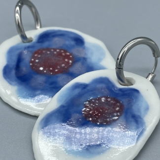 Pendientes flor azul y roja